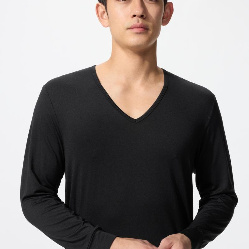 UNIQLO - Heattech áo giữ nhiệt cổ tim cho nam