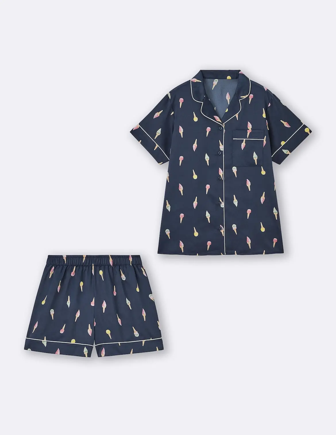 GU - Bộ ngủ Pajamas cộc tay vải satin