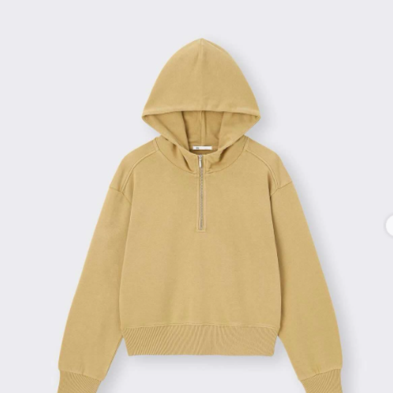 GU - Áo hoodie nữ nửa kéo khoá - 352855