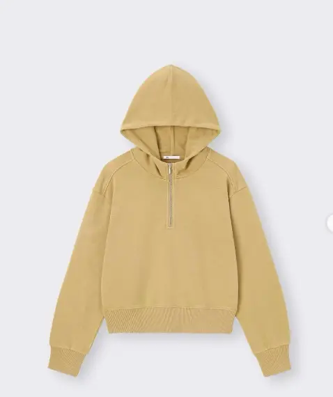 GU - Áo hoodie nữ nửa kéo khoá - 352855