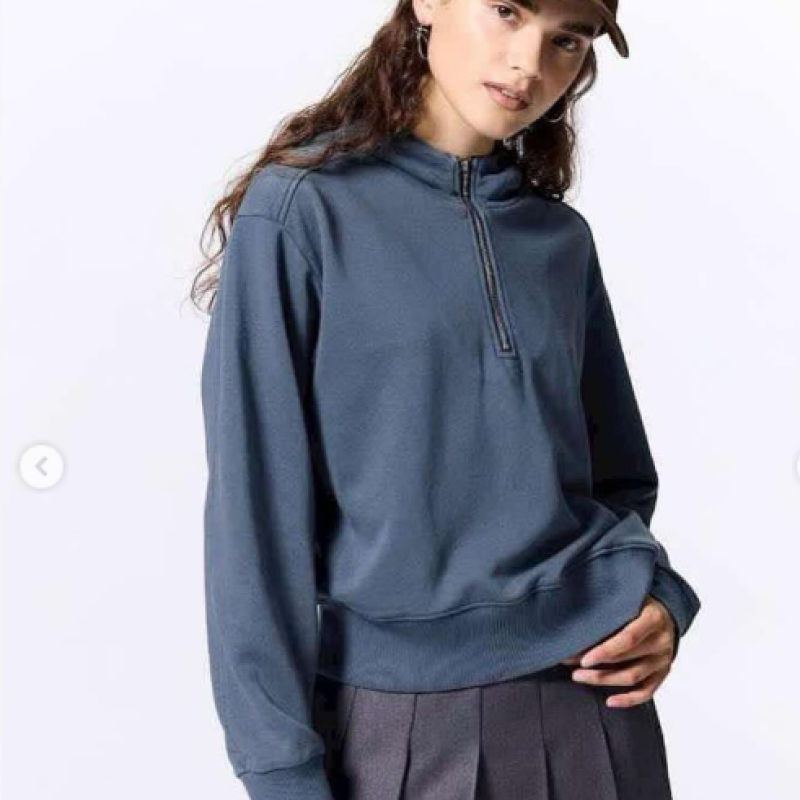 GU - Áo hoodie nữ nửa kéo khoá - 352855