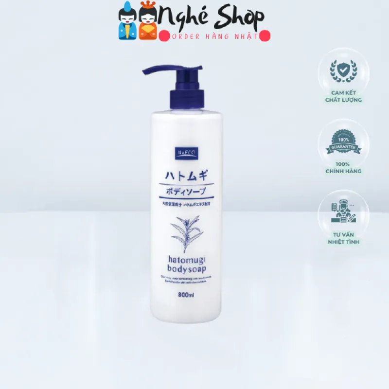 Sữa tắm dưỡng ẩm trắng da Hatomugi Moisturizing Washing 800ml