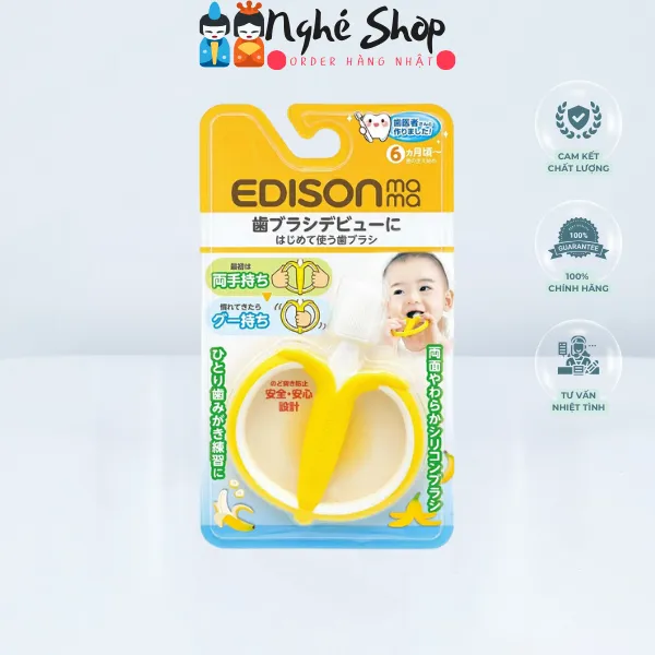 Edison Mama - Bàn chải đánh răng Banana cho bé từ 6 tháng tuổi