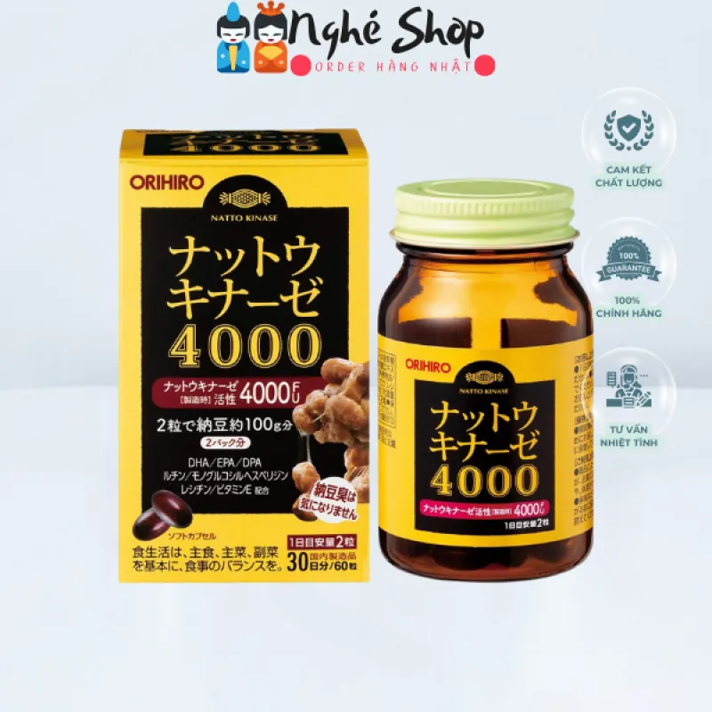 ORIHIRO - Viên uống chống đột quỵ Natto Kinaze 4000Fu 30 ngày