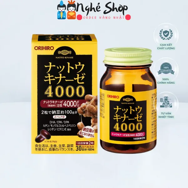 ORIHIRO - Viên uống chống đột quỵ Natto Kinaze 4000Fu 30 ngày