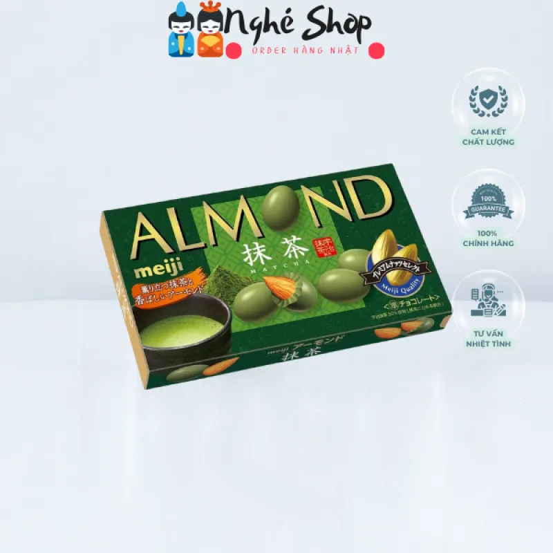 MEIJI - Socola vị hạnh nhân trà xanh Almond Matcha 58g