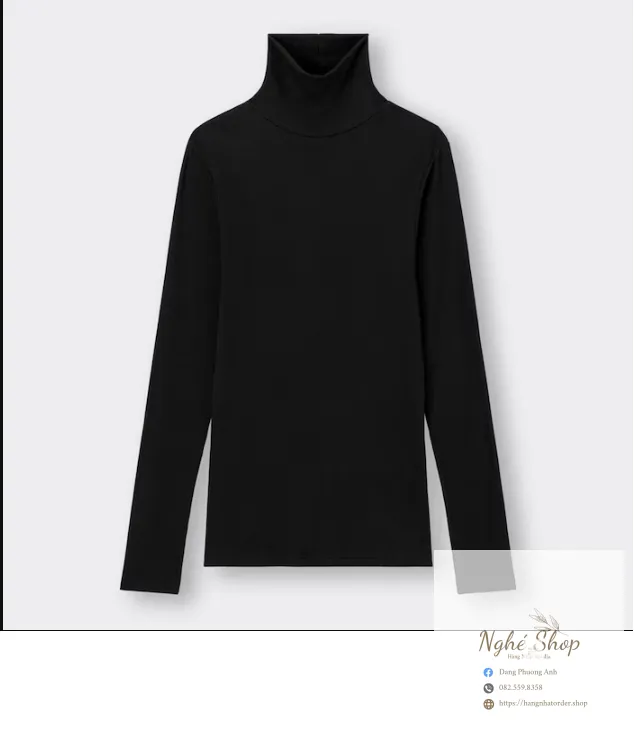 GU - Áo giữ nhiệt nữ cổ lọ len gân Size S