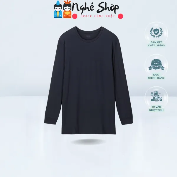 UNIQLO - Áo giữ nhiệt nam cổ tròn màu Navy size M
