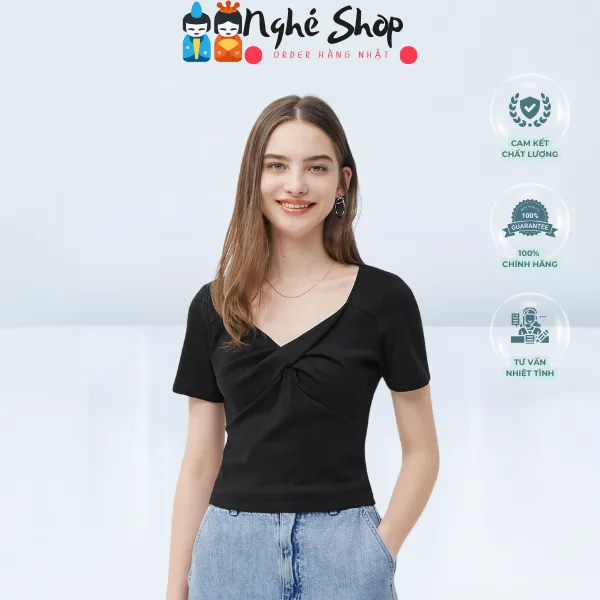 GU - Áo phông nữ cổ xoắn - E350719-000