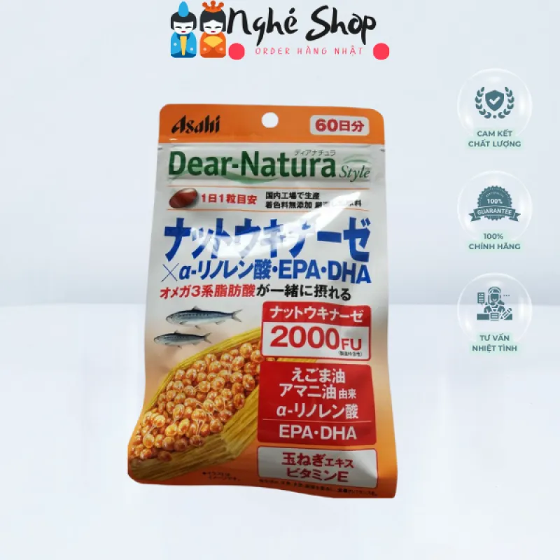 DEAR NATURA - Viên uống ngăn ngừa đột quỵ Natto Kinaze - DHA - EPA 60 ngày